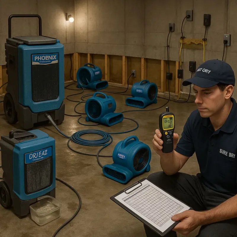 Structural Drying and Dehumidification process in Baldwin City, KS